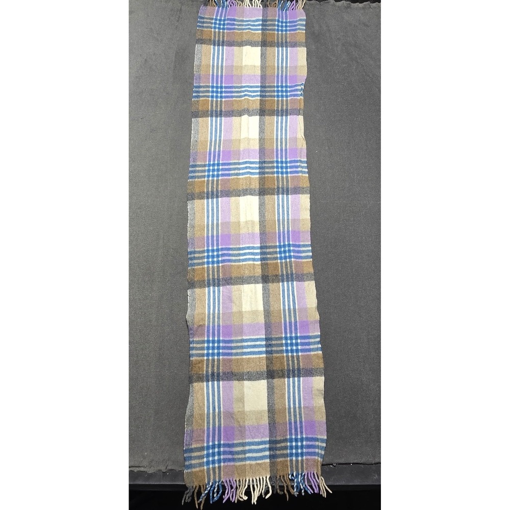 J.Crew Moon England Plaid Scarf Wool Blend Blue‎ Purple Beige Classic